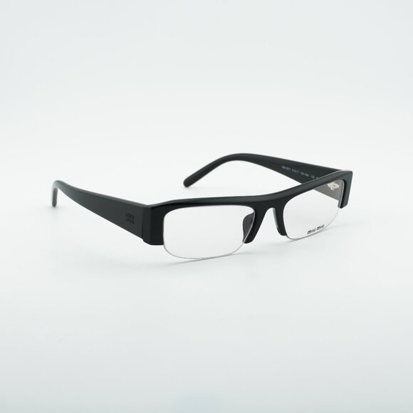 Miu Miu MUB07S 16K08N Sunglasses Black Rectangle Frame, Blue-Violet Filter